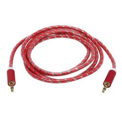Auxiliary Music Cable 3.5mm to 3.5mm Glossy Braided Wire Cable (Red)